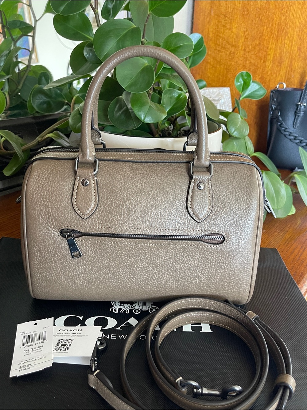 NWT Coach Rowan Satchel in Dark Stone - Picture 3 of 9